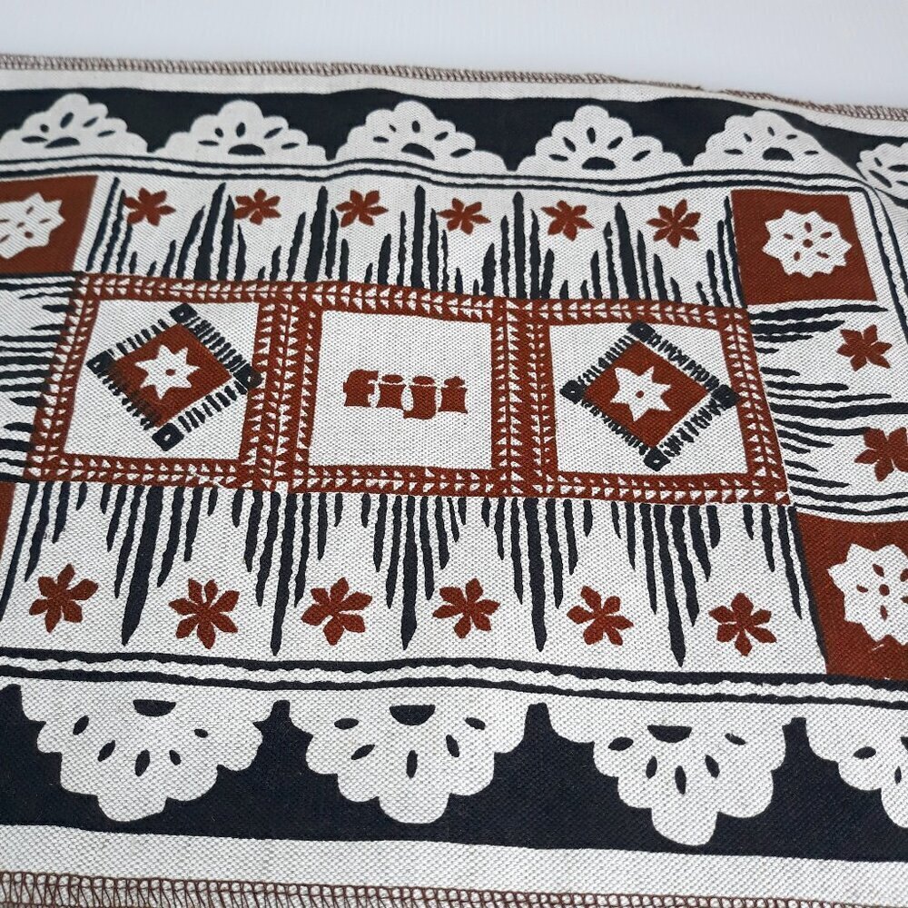 Linen Placemats Hand Printed Made in Fiji French Polynesian Tiki Ethnic (8) - Picture 4 of 9